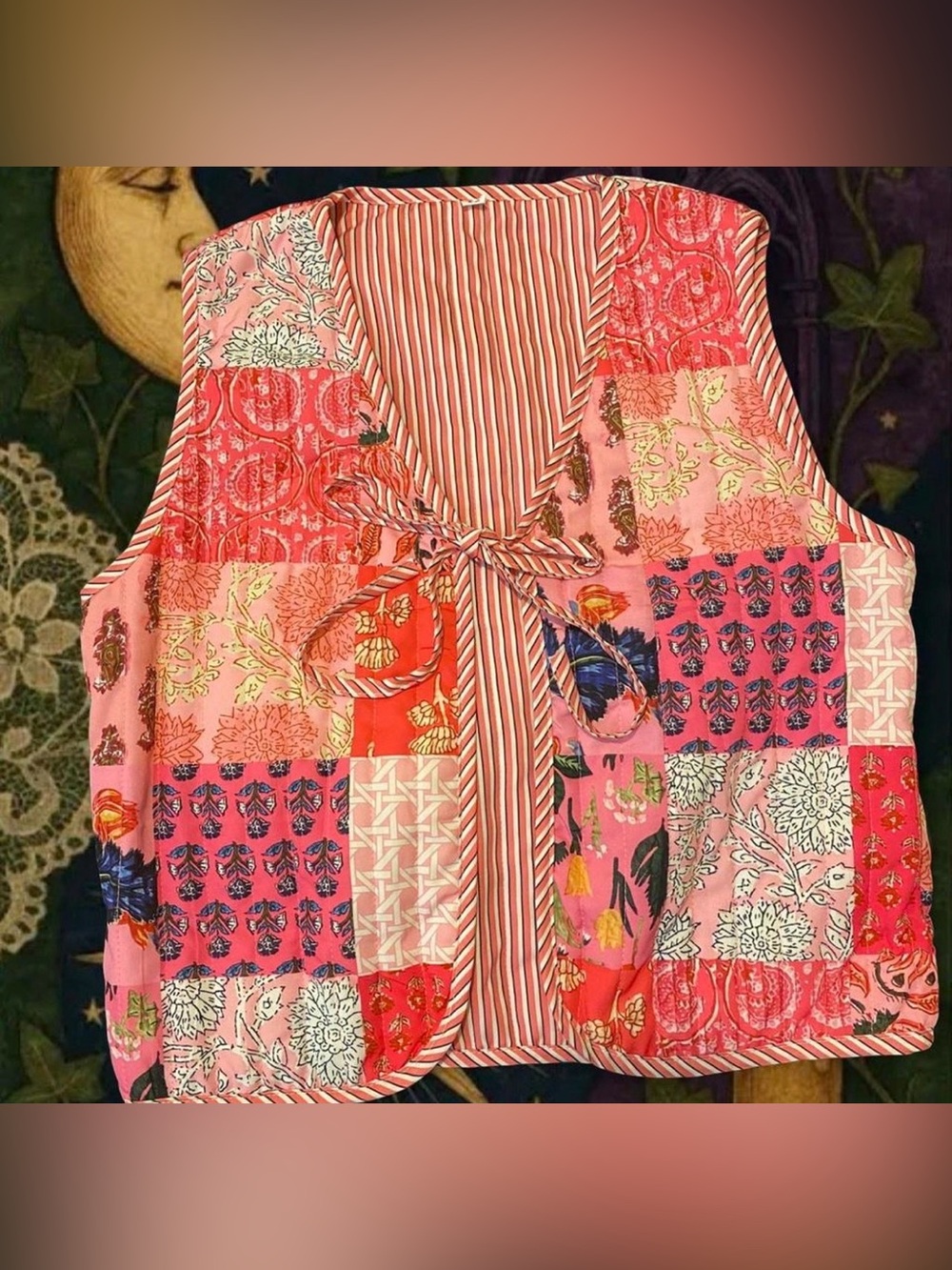 Striped Pink and White quilt vest